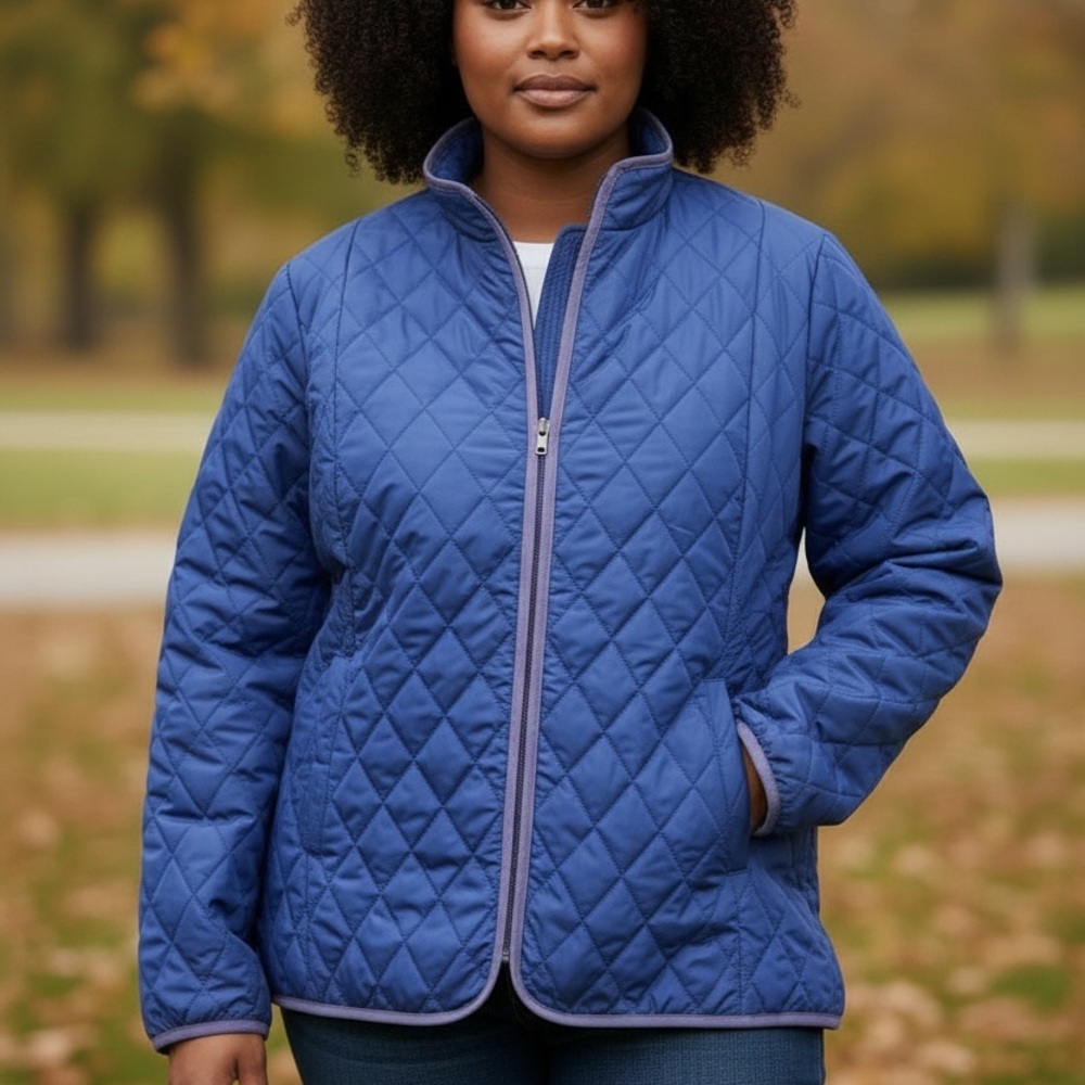 Lands' End Women's Primaloft Quilted Royal Blue Puffer Jacket 2X